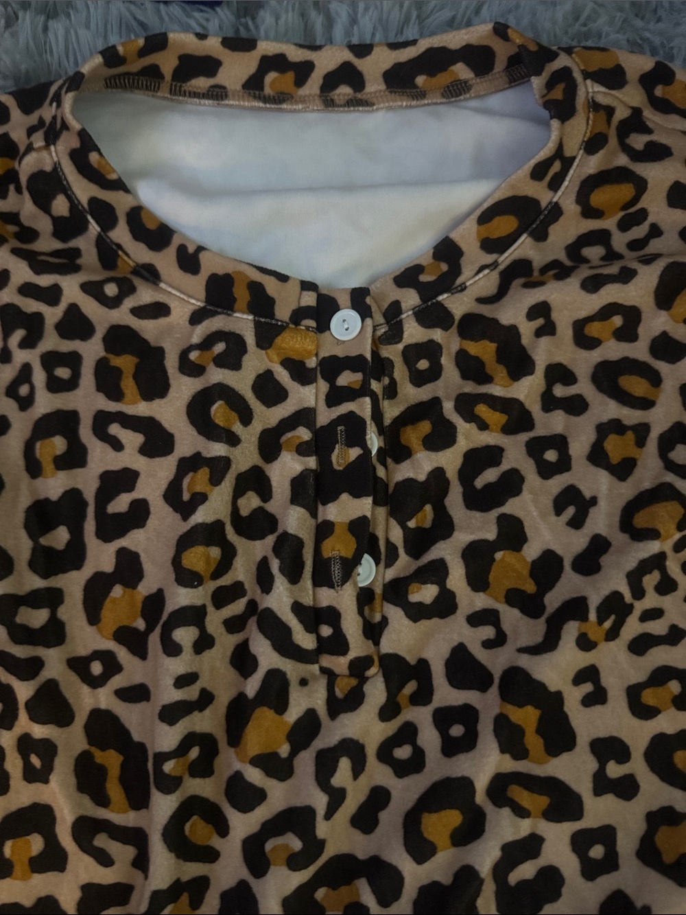 Ladies Leopard Print Pajama Set - Tan and Black - Picture 3 of 4